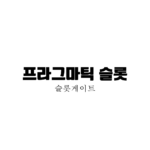 프라그틱 슬롯 한글로 가운데 검은색으로 적혀있다. 흰 무지 배경